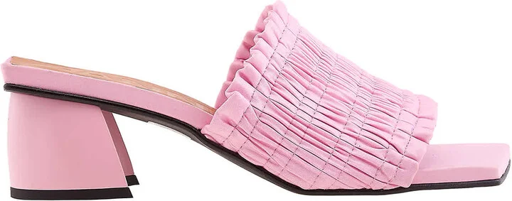 Ladies Light Lilac Kitten Heel Smock Mules