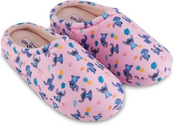 Ladies Lilo and Stitch Clog Slippers - Ladies Classic Lilo and Stitch Slip On Clog Slippers - Disney Soft House Slippers (Pink, 7/8)