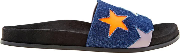 Ladies Loafer Slides Denim Stars