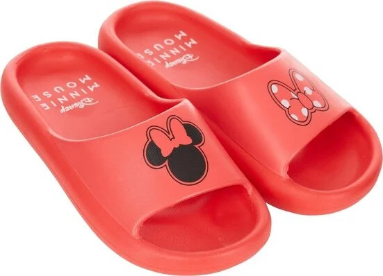 Ladies Minnie and Mickey Slides - Ladies Comfort Foam Slide Sandals - Disney Mickey & Minnie Mouse Slip On Slides (Red, )