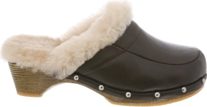 Ladies Monica Leather Clog In Coffee
