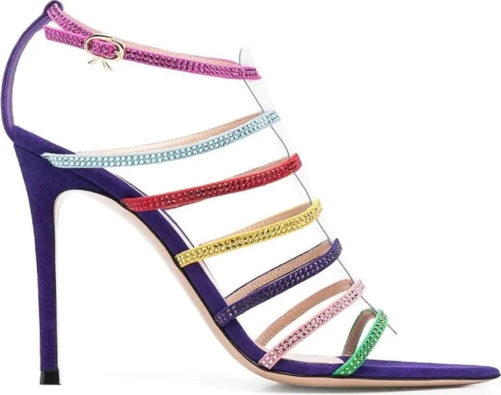 Ladies Multicolored Mirage Strappy Crystal Sandals