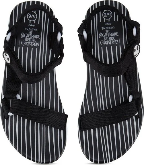 Ladies Nightmare Before Christmas Sandals - Ladies Classic Jack Skellington Double Strap Sandals - Disney Slip On Slides Shoes (Black, 7/8) - Image 2