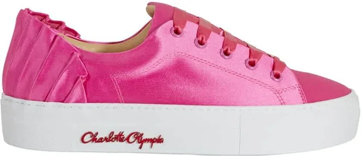 Ladies Pink Satin Sneakers