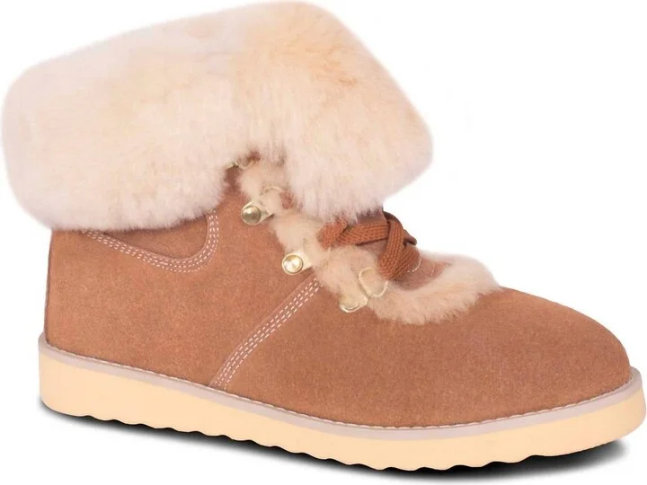 Ladies Posh Sheepskin Boots In Chestnut