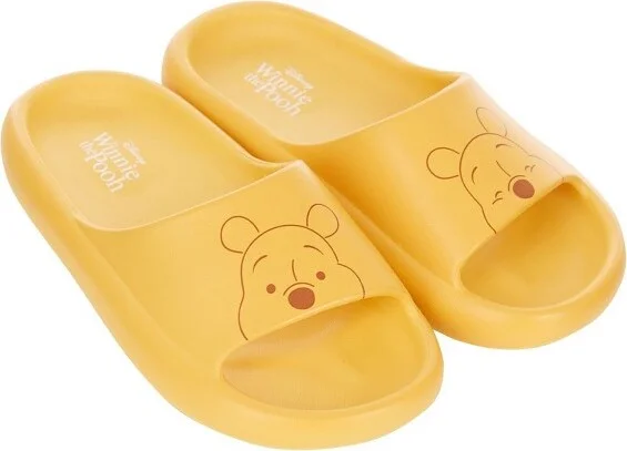 Ladies Winnie the Pooh Slides - Ladies Classic Winnie the Pooh Comfort Foam Slide Sandals - Disney Winnie the Pooh Slip On Slides (Gold, )