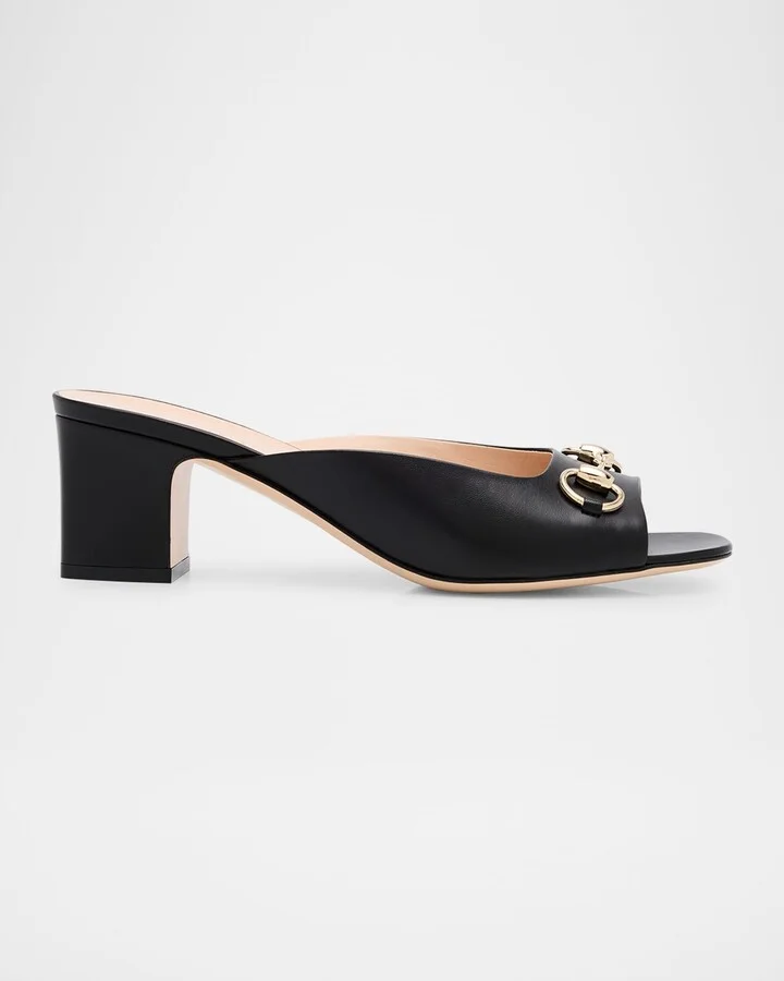 Lady Horsebit Leather Mule Sandals
