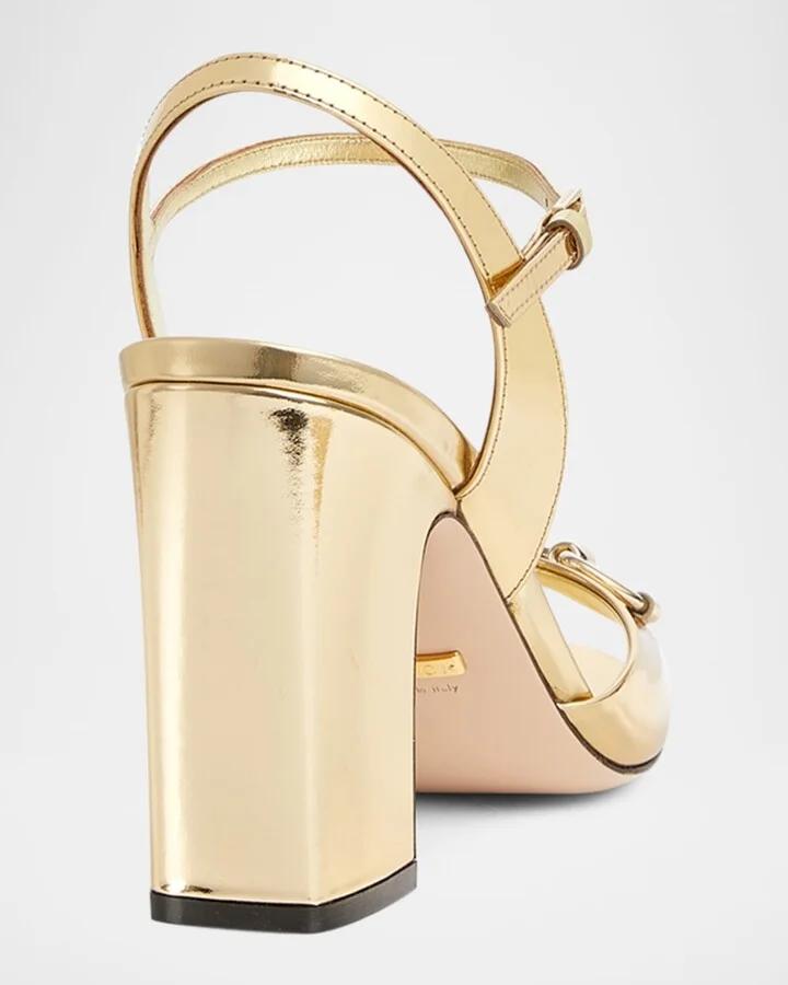Lady Horsebit Metallic Leather Sandals - Image 4