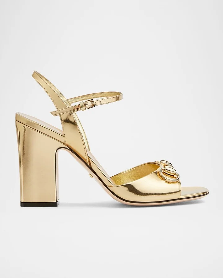 Lady Horsebit Metallic Leather Sandals