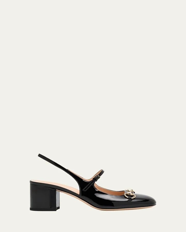 Lady Patent Bit Slingback Pumps