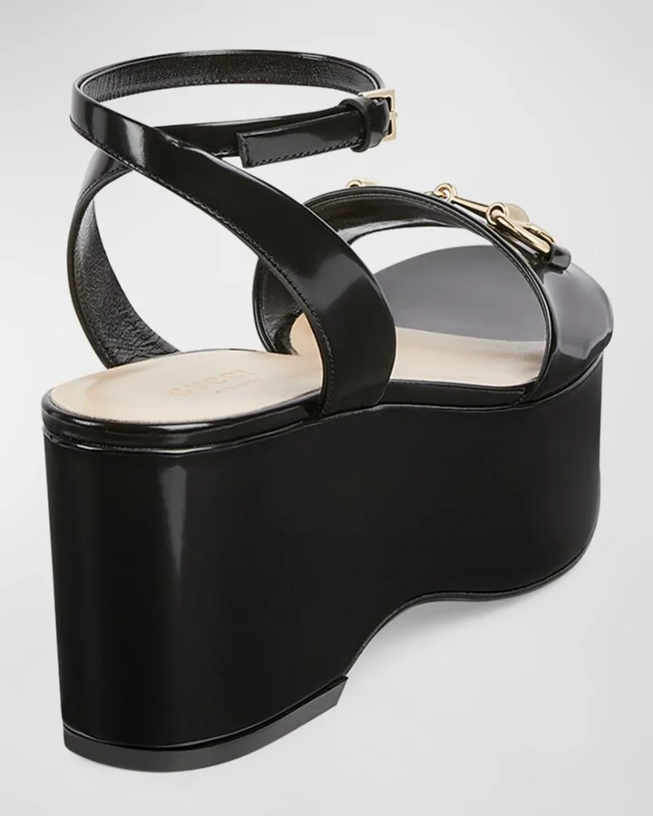 Lady Patent Horsebit Platform Sandals - Image 2