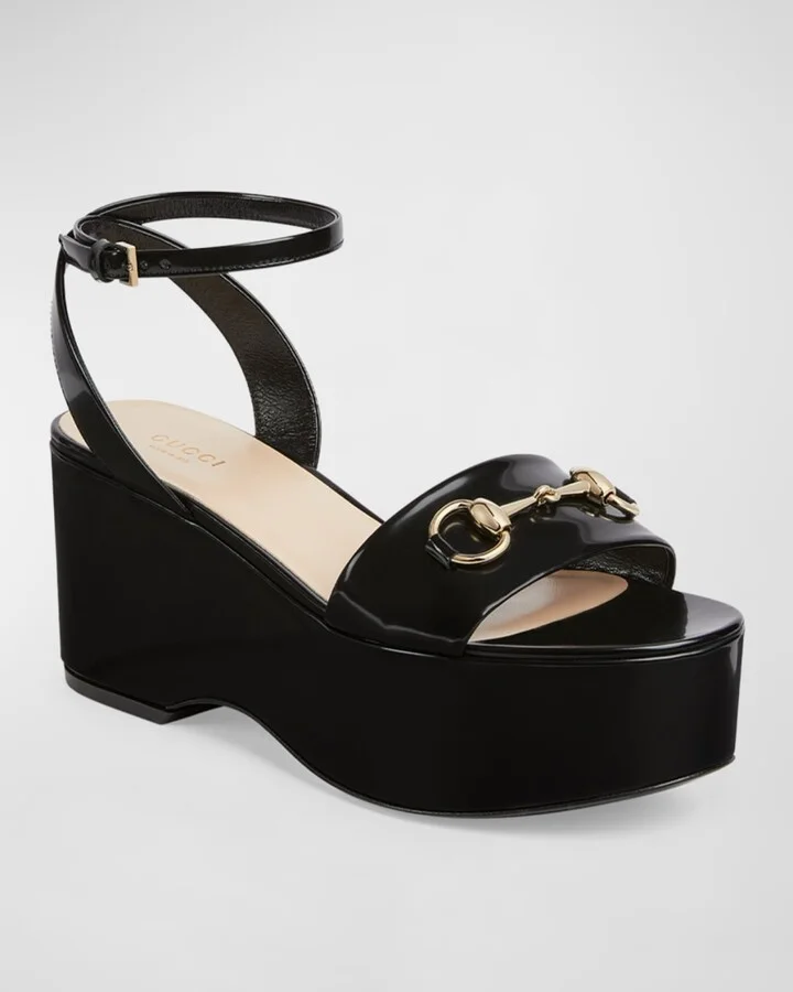Lady Patent Horsebit Platform Sandals - Image 3