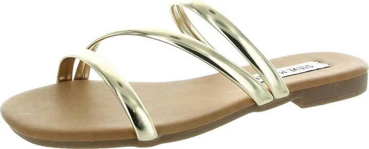Lady Womens Strappy Faux Leather Slide Sandals