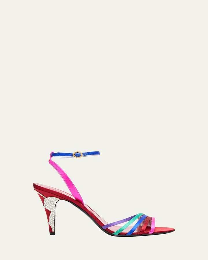 Ladycrush Colorblock Satin Ankle-Strap Sandals