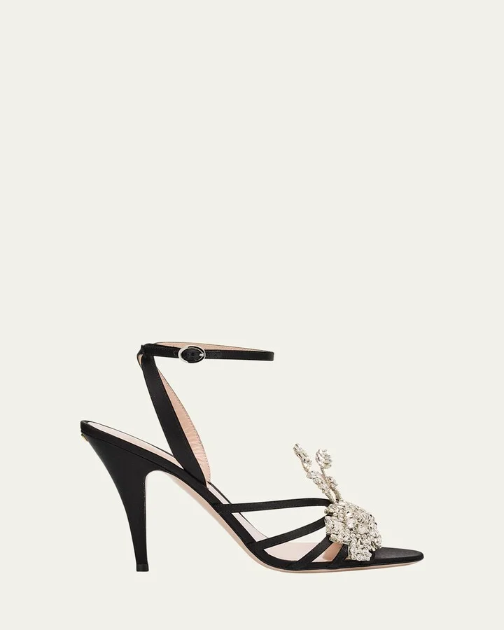 Ladycrush Strass Flower Ankle-Strap Sandals