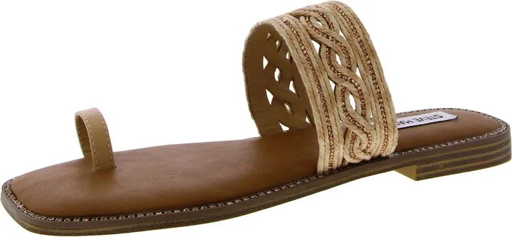Laguna Womens Faux Leather Braided Slide Sandals