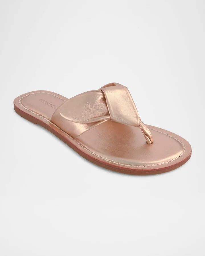 Laia Metallic Knotted Bow Thong Sandals - Image 2