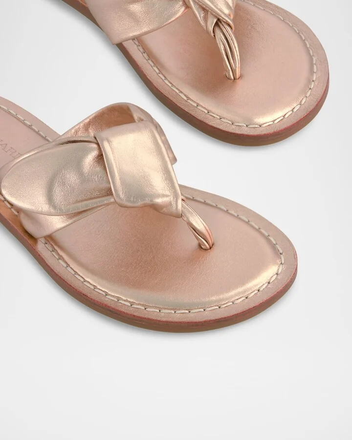 Laia Metallic Knotted Bow Thong Sandals - Image 3