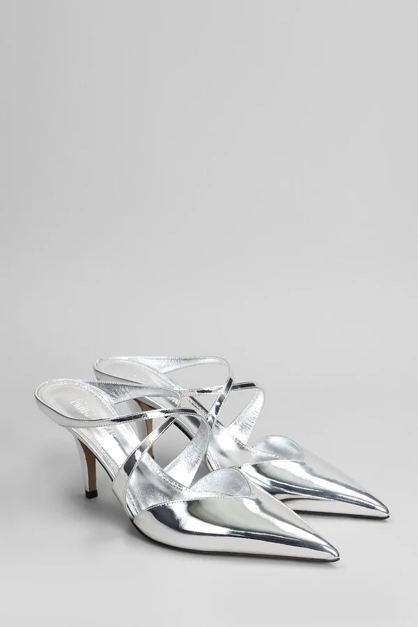 Laila Mule 75 Slipper-mule In Silver Leather - Image 2