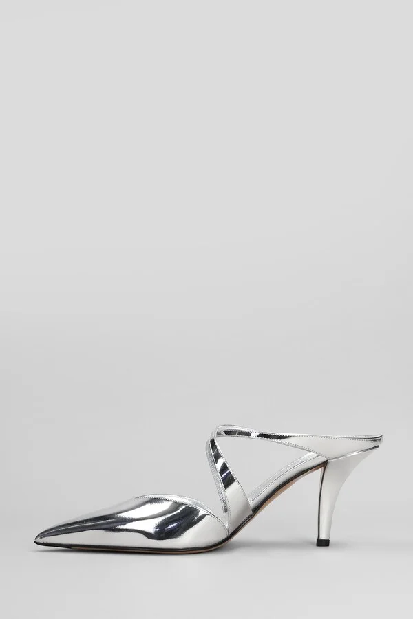 Laila Mule 75 Slipper-mule In Silver Leather - Image 3