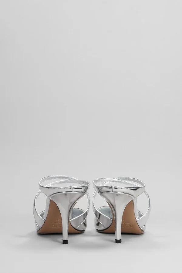 Laila Mule 75 Slipper-mule In Silver Leather - Image 4