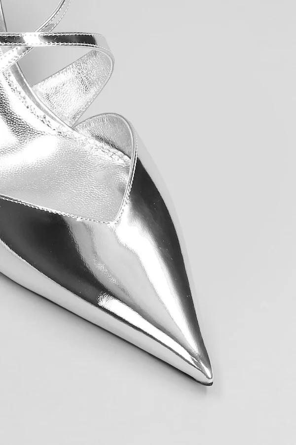 Laila Mule 75 Slipper-mule In Silver Leather - Image 5