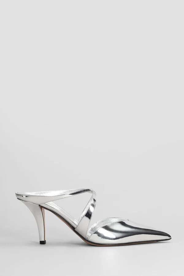 Laila Mule 75 Slipper-mule In Silver Leather