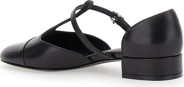'lainette' Black Ballet Shoes With T-strap And Round Toe In Leather Woman - Image 2