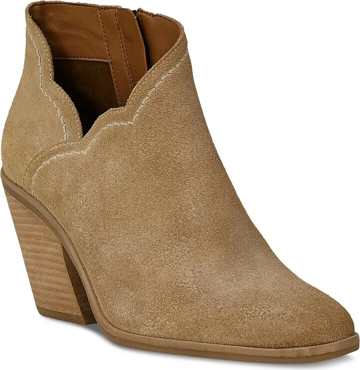 Lakelyy Womens Leather Stacked Heel Ankle Boots