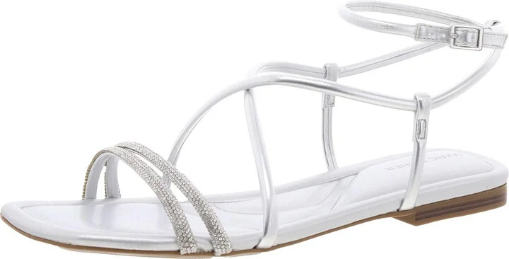 Lakity Womens Rhinestone Faux Leather Ankle Strap