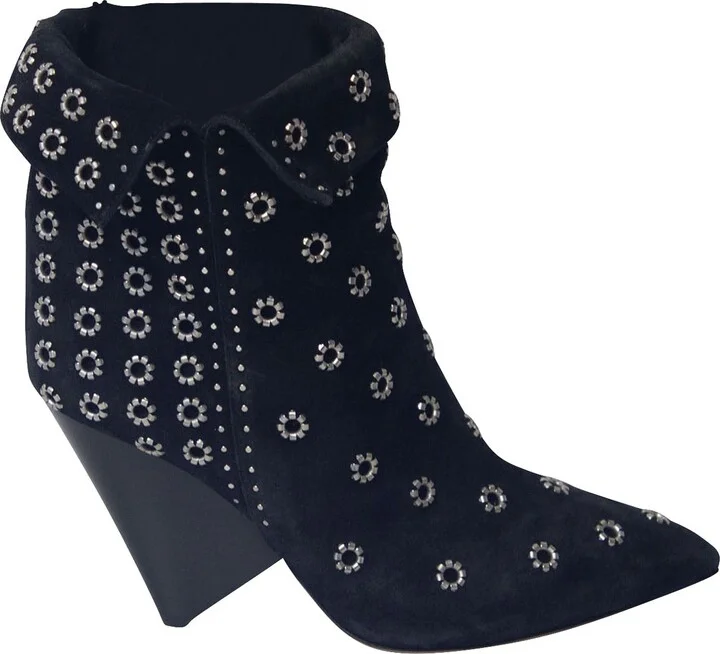 Lakky 90 Eyelet Boots in Black Suede