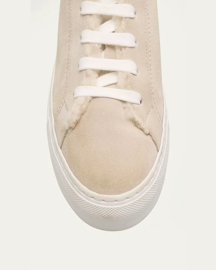 Lamb Shearling Fur-Lined Low-Top Sneakers - Image 3