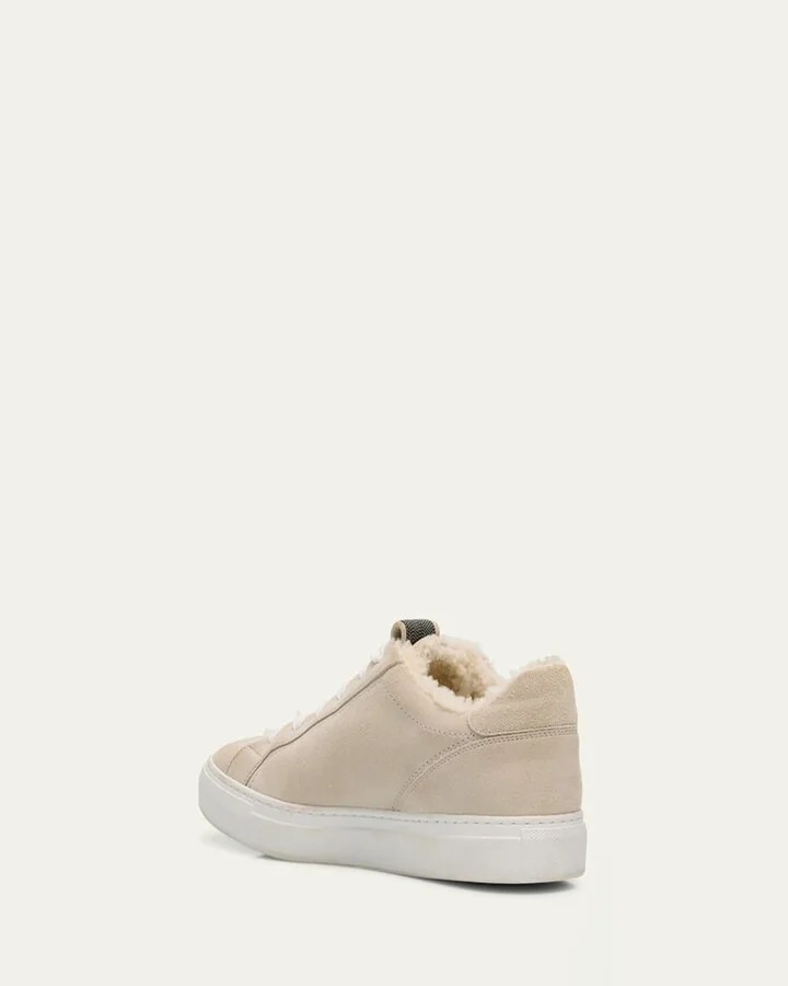 Lamb Shearling Fur-Lined Low-Top Sneakers - Image 8