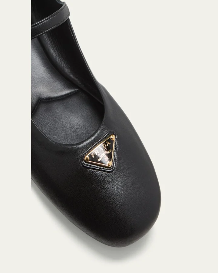 Lambskin Triangle Mary Jane Ballerina Flats - Image 5
