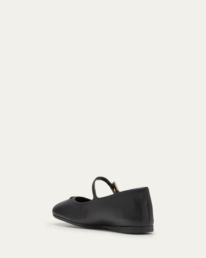 Lambskin Triangle Mary Jane Ballerina Flats - Image 7