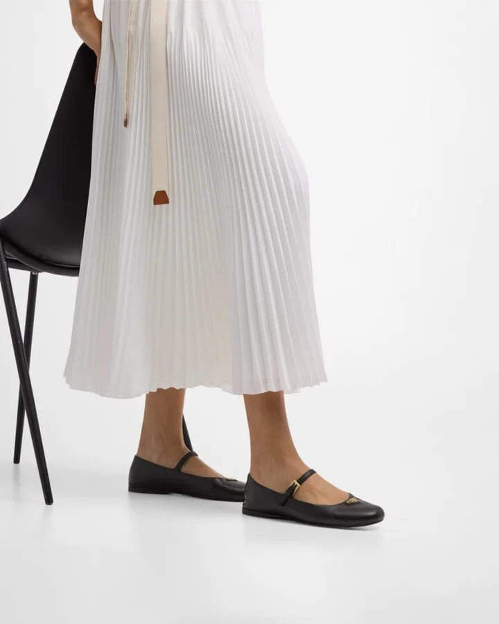 Lambskin Triangle Mary Jane Ballerina Flats - Image 10