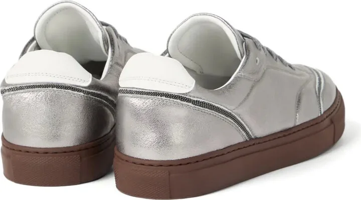 Lamé-Effect Leather Sneakers - Image 3