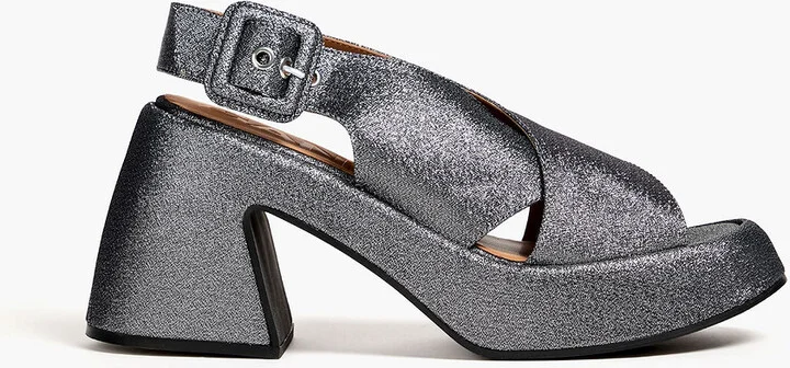 Lamé platform slingback sandals