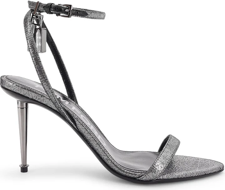 Laminated Heeled Sandals With Laminated Effect