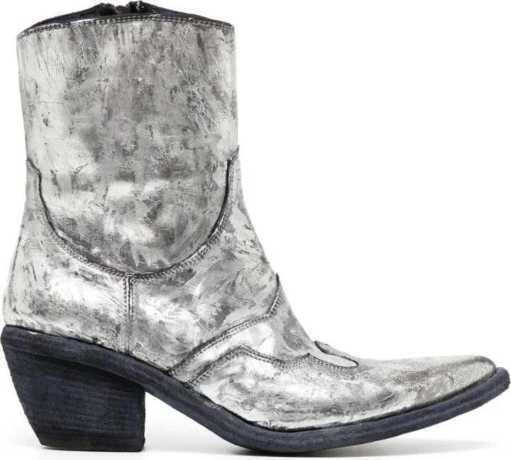 Laminated Leather Ankle Boots