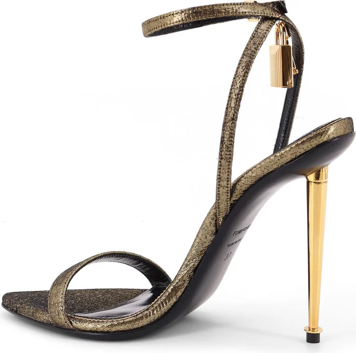 Laminated Leather Sandals With Logoed Padlock - Image 3
