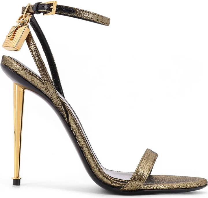 Laminated Leather Sandals With Logoed Padlock