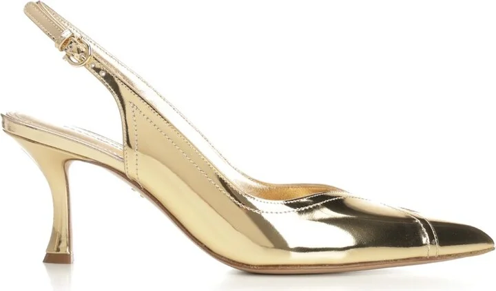 Laminated Leather Slingback Scarpe Basse Gold