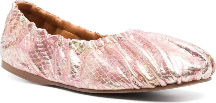 Laminated Snake-Print Ballet Flats - Image 2
