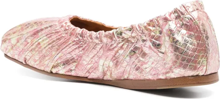 Laminated Snake-Print Ballet Flats - Image 3