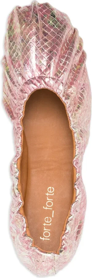 Laminated Snake-Print Ballet Flats - Image 4