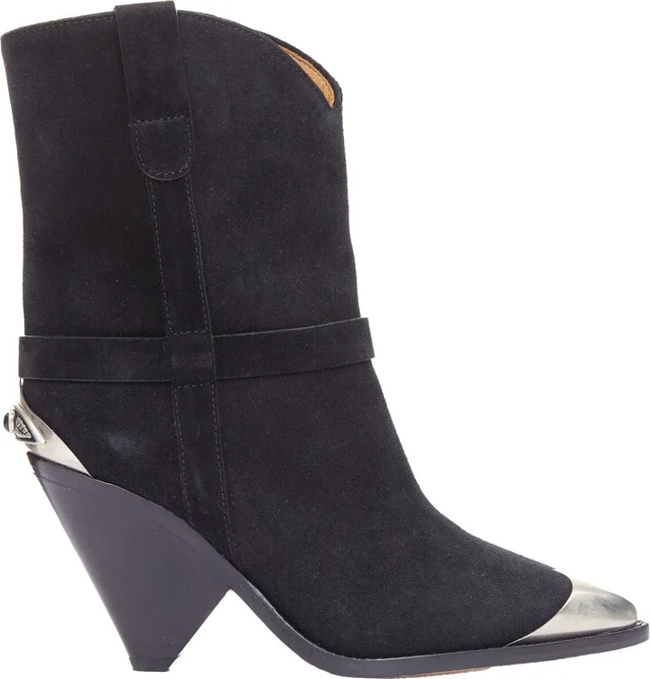 Lamsy suede leather cap toes ankles cone boots