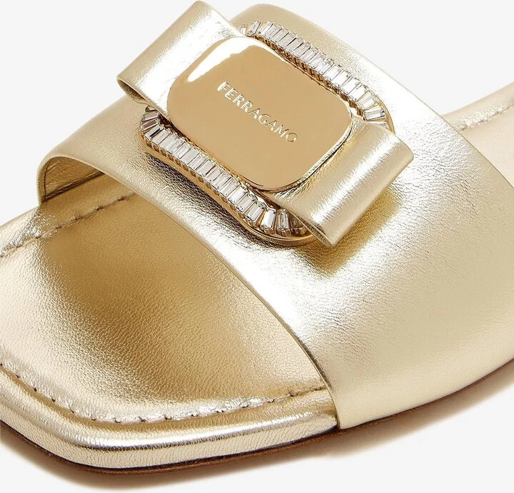 Lamya Metallic Leather Slides - Image 3