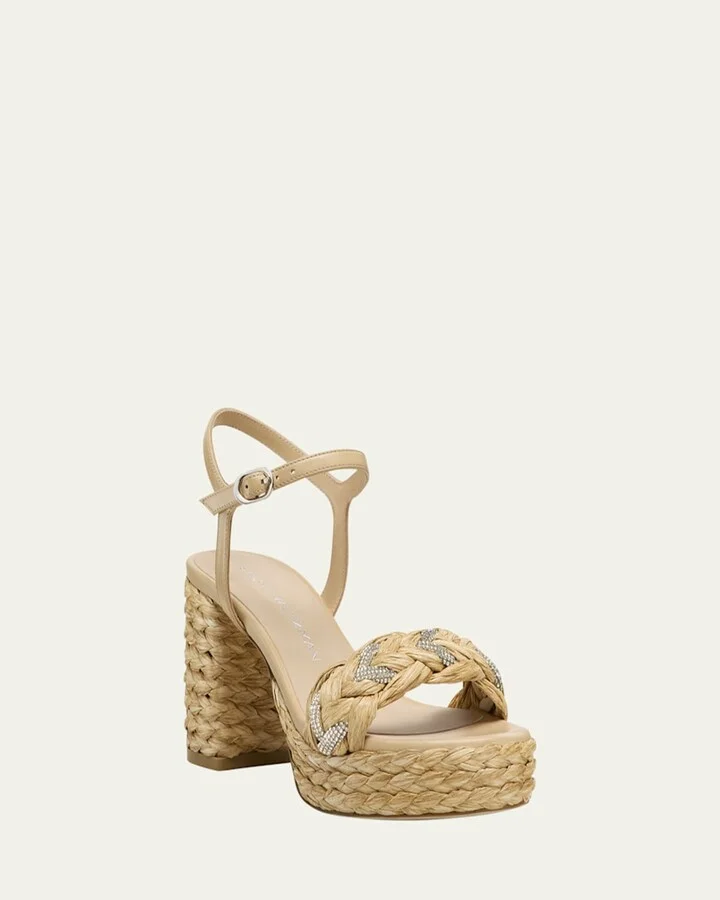 Lana Raffia Crystal Platform Sandals - Image 2