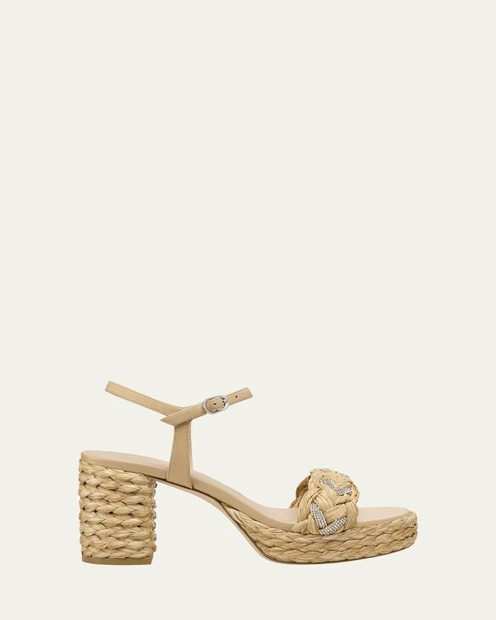 Lana Raffia Crystal Platform Sandals